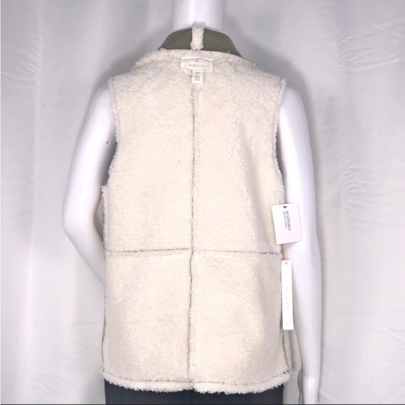 Caslon Reversible Faux Shearling & Vegan Suede Drape Lapel Pocket Patch Vest SzS - Picture 7 of 16